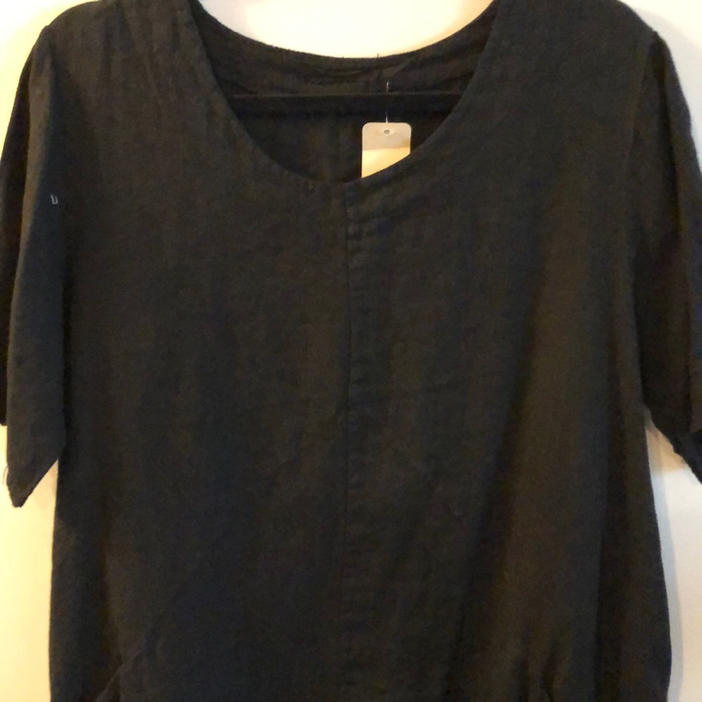 Fine Italian Linen Asymmetrical Tunic Dress sz M/L - Picture 2 of 5